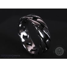 Gyűrű, lánc mintás ezüst színben