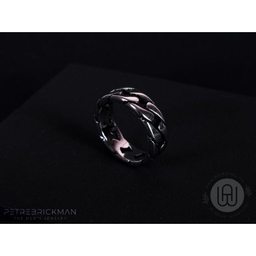 Gyűrű, lánc mintás ezüst színben - wearing ékszer webáruház
