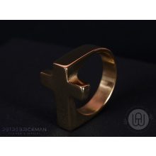 Gyűrű, kereszt mintával, arany színben