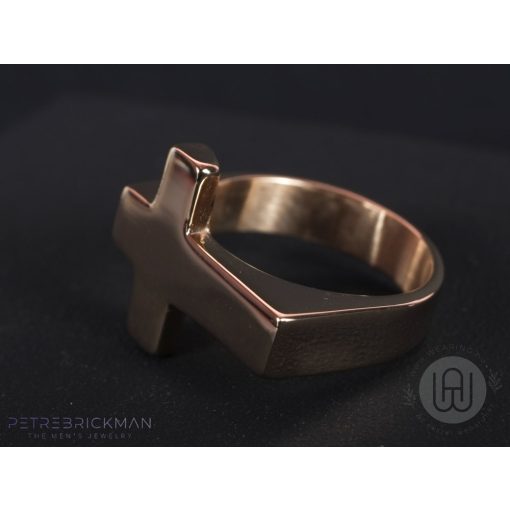 Gyűrű, kereszt mintával, arany színben