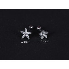 Fül piercing, virág, 2 típusban, ezüst színben