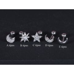 Fül piercing, holdak és csillagok, ezüst színben