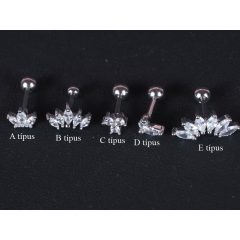 Fül piercing, szirmok, ezüst színben