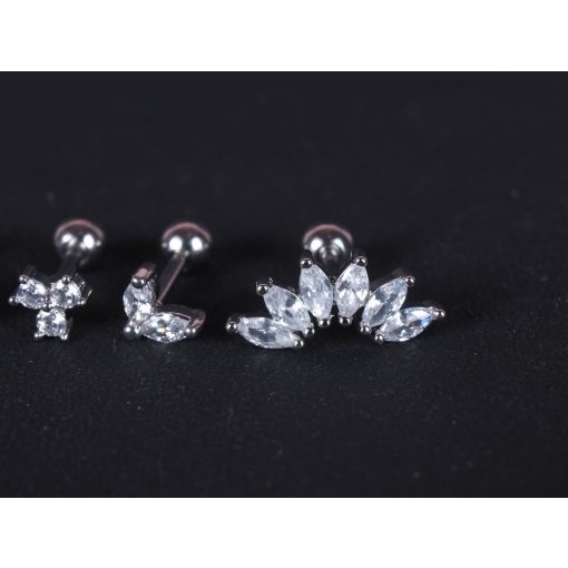 Fül piercing, szirmok, ezüst színben