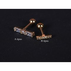 Fül piercing, köves vonal, 2 típusban, arany színben