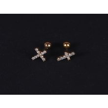 Fül piercing, köves kereszt, 2 típusban, arany színben