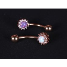 Köldök piercing rosegold színben, opál kővel