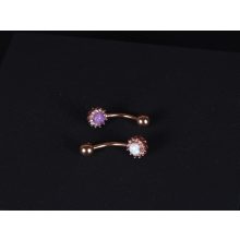 Köldök piercing rosegold színben, opál kővel