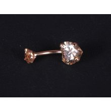 Köldök piercing, rosegold, szív pezsgő kővel