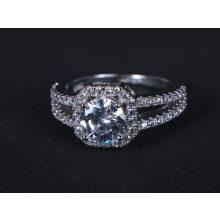 Gyűrű két soros, ezüst kocka köves pave díszítéssel