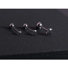 Piercing, nagy köves gömb véggel, ezüst szín, lila kővel