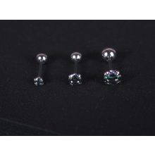 Piercing, nagy köves gömb véggel, ezüst szín, lila kővel