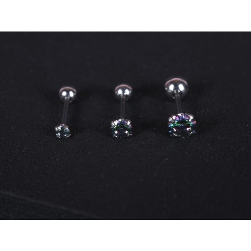 Piercing, nagy köves gömb véggel, ezüst szín, lila kővel