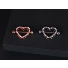 Mellbimbó piercing, köves szivecske pár