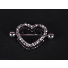 Mellbimbó piercing, köves szivecske pár