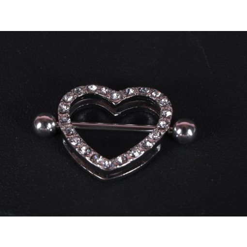 Mellbimbó piercing, köves szivecske pár