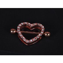 Mellbimbó piercing, köves szivecske pár