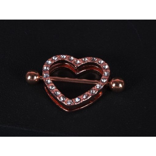 Mellbimbó piercing, köves szivecske pár