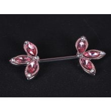 Mellbimbó piercing, köves pink szirmok