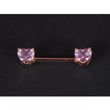Mellbimbó piercing, rózsaszín szivecske