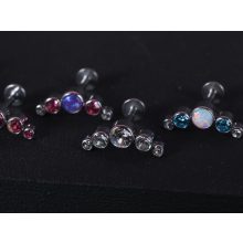 Fül piercing, 5 köves ovál