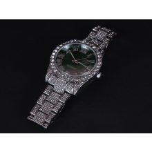 Karóra, iced out zöld számlapos