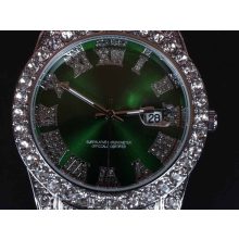 Karóra, iced out zöld számlapos