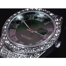 Karóra, iced out zöld számlapos