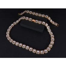 Nyaklánc, karkötő szett, tennis 12 mm arany színben