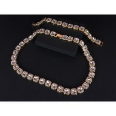 Nyaklánc, karkötő szett, tennis 12 mm arany színben