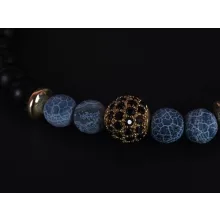 Karkötő, gyöngy, kék-fekete szett