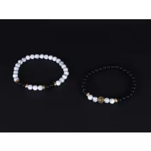 Karkötő, gyöngy, fekete- fehér szett