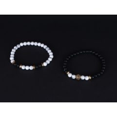 Karkötő, gyöngy, fekete- fehér szett