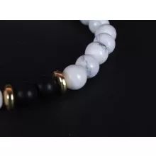 Karkötő, gyöngy, fekete- fehér szett