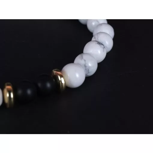 Karkötő, gyöngy, fekete- fehér szett