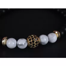 Karkötő, gyöngy, fekete- fehér szett