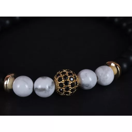 Karkötő, gyöngy, fekete- fehér szett