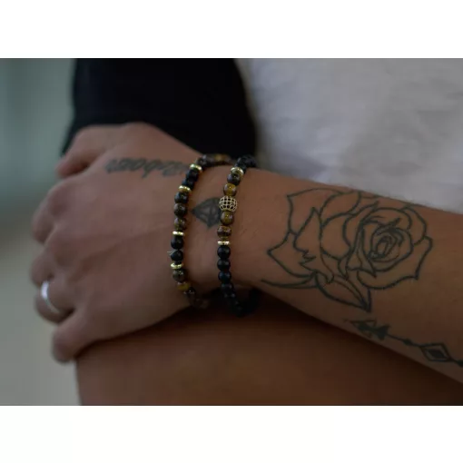 Karkötő, gyöngy, tigrisszem szett