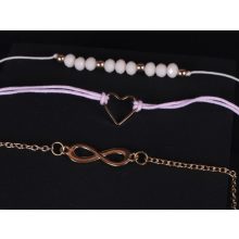 Karkötő szett rózsaszín, 5 db-os gyöngyös