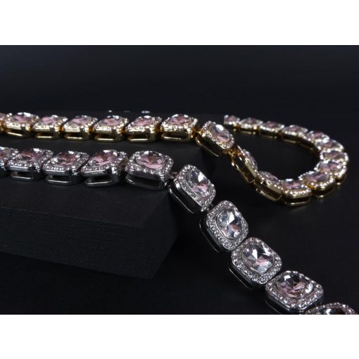 Nyaklánc, karkötő szett, tennis 12 mm arany színben