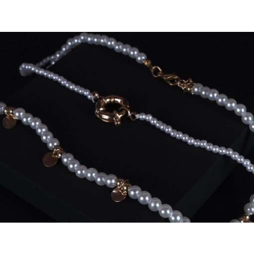 Nyaklánc, gyöngy és arany kapoccsal