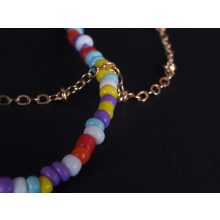 Nyaklánc, színes gyöngyök, fehér szív