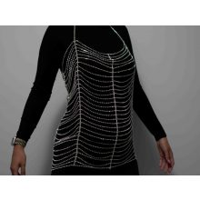 Testlánc, ezüst színű X melldísz