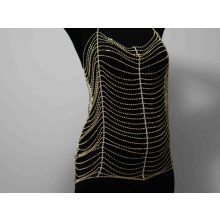 Testlánc, ezüst színű X melldísz