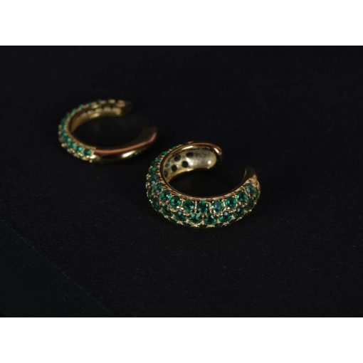 Fülgyűrű, arany színű, zöld köves 2 méretben