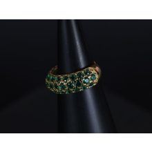 Fülgyűrű, arany színű, zöld köves 2 méretben