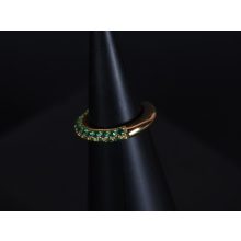 Fülgyűrű, arany színű, zöld köves 2 méretben