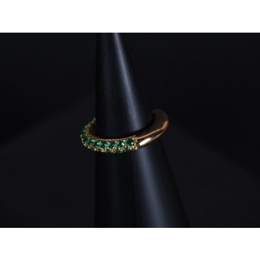 Fülgyűrű, arany színű, zöld köves 2 méretben