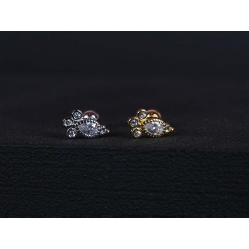 Fül piercing csepp köves, 2 féle színben