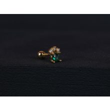 Fül piercing zöld-fehér köves